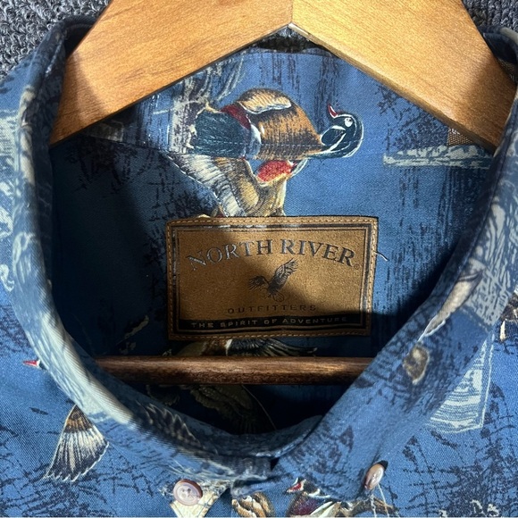 North River Outfitters Men's Blue Duck Patterned Shirt 100% Cotton, Xxl - Picture 3 of 7